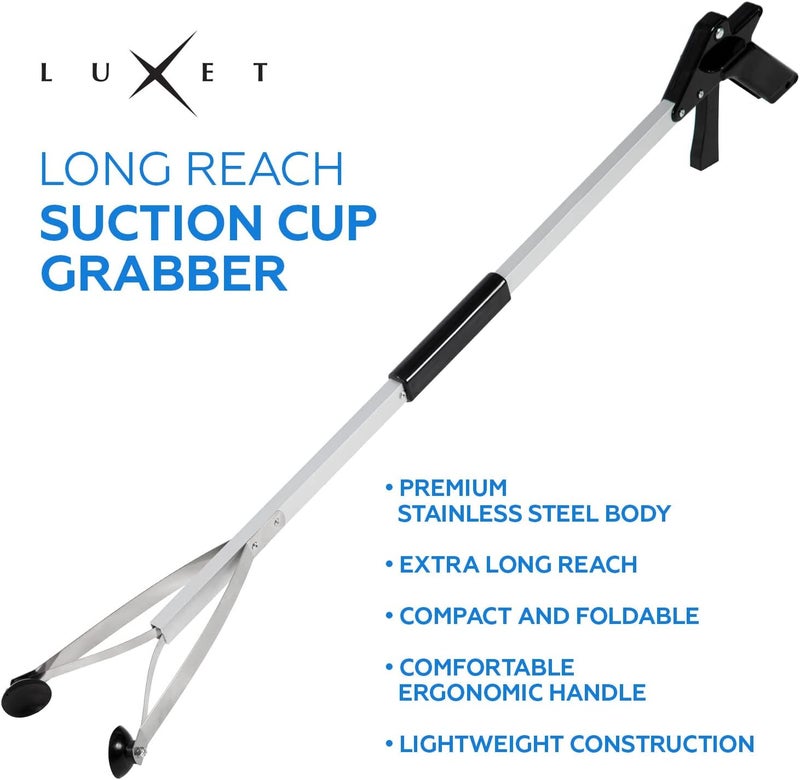 Luxet Reacher Grabber Tool X-Long 80" Aluminum Suction Cup Jaw, Foldable Lightweight Reacher Grabber Pickup Tool, Gripper Grabbers for Elderly Grab it Reaching Tool Trash Picker Grabber (Black) - Image 5